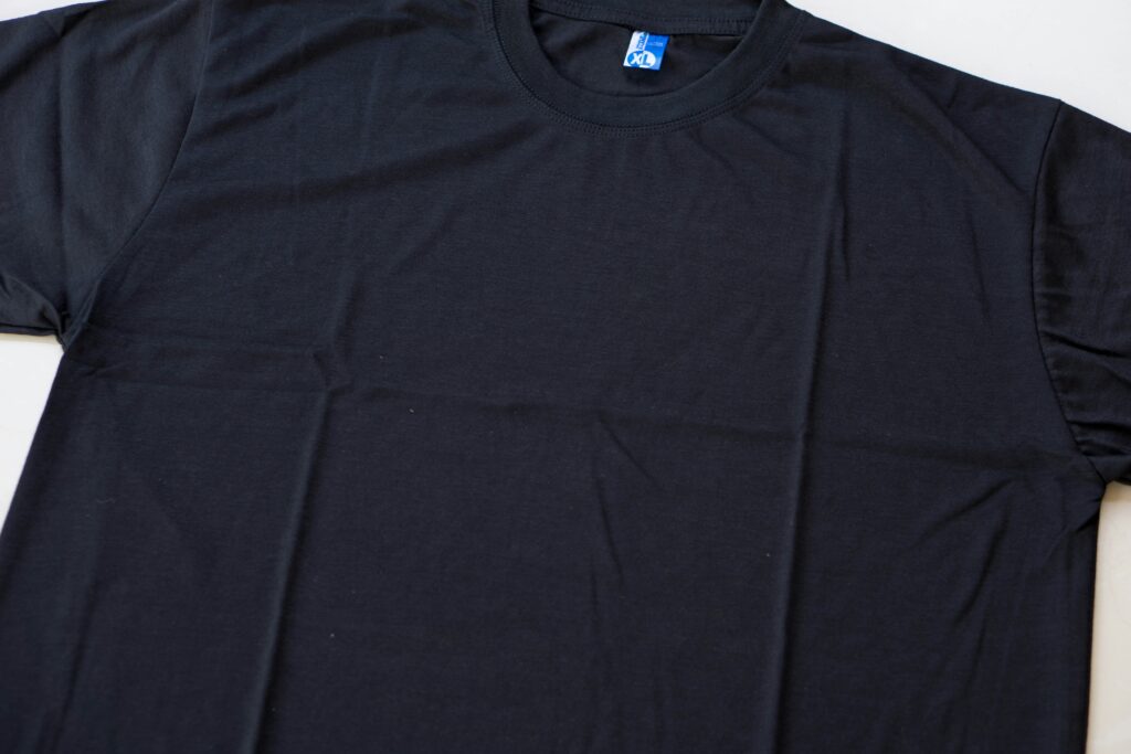 Close up of a black T-shirt